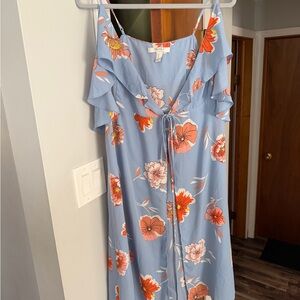 Forever 21 Blue Floral Midi Dress